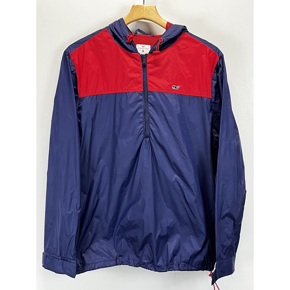 Vineyard Vines For Target Windbreaker Pullover Jacket Sz M GUC Hood 1/4 Zip Mens